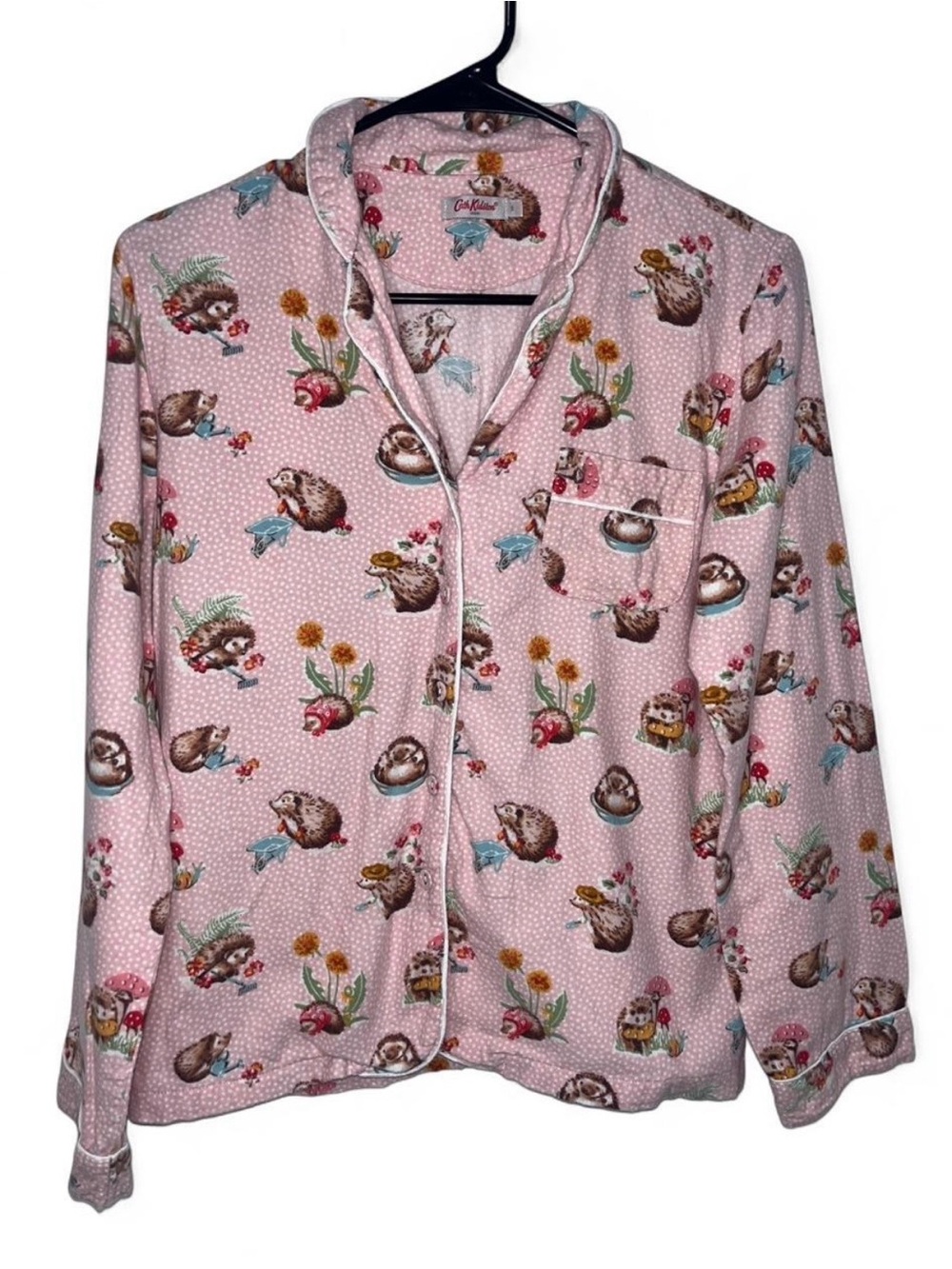 Cath Kidston Woodland Hedgehog Mushroom Pajama Set Pink Ditsy Polka Dot Cotton S